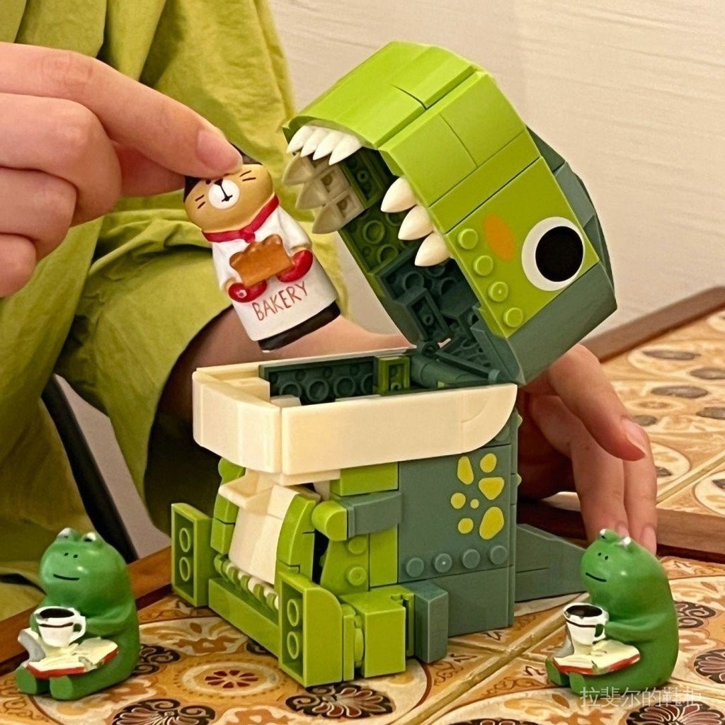 現貨樂高恐龍積木疊疊樂桌面擺件收納筆筒存錢罐相框兒童玩具組裝禮物