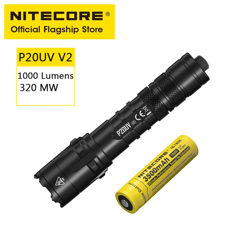 Nitecore P20UV V2 手電筒 1000 流明 18650 Led 紫外線手電筒戶外野營手電筒燈籠聚光燈