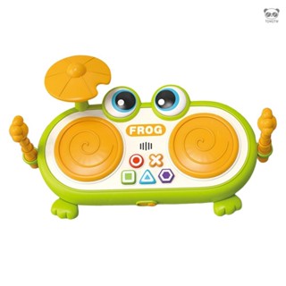 電動音樂鼓青蛙設計生日禮物樂器多功能拍手鼓打擊樂器音量控制按鈕 2 個帶燈鼓墊