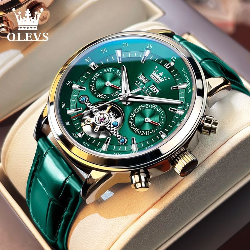 瑞士品牌歐利時男士手錶機械錶全自動2024新款夜光防水綠水鬼男錶