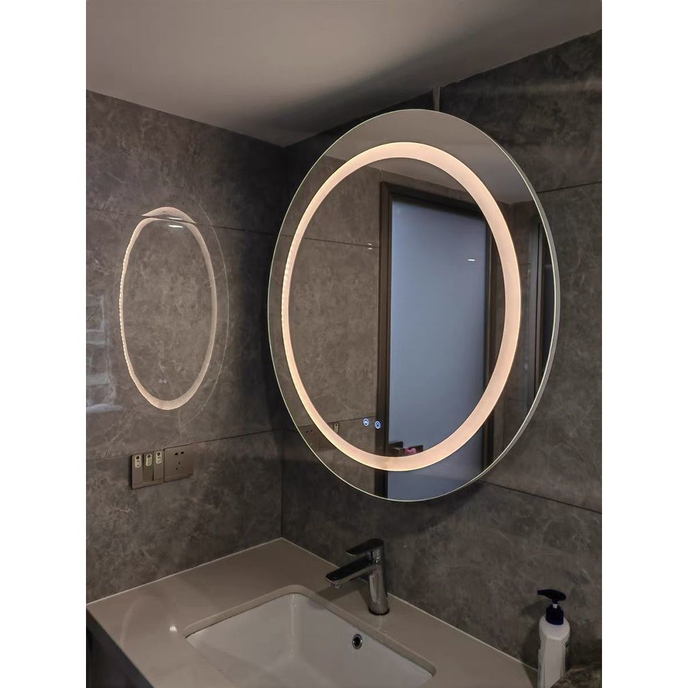 （READY STOCK）智能浴室鏡櫃帶燈除霧衛生間掛牆式洗手間鏡子帶置物圓形輕奢訂製