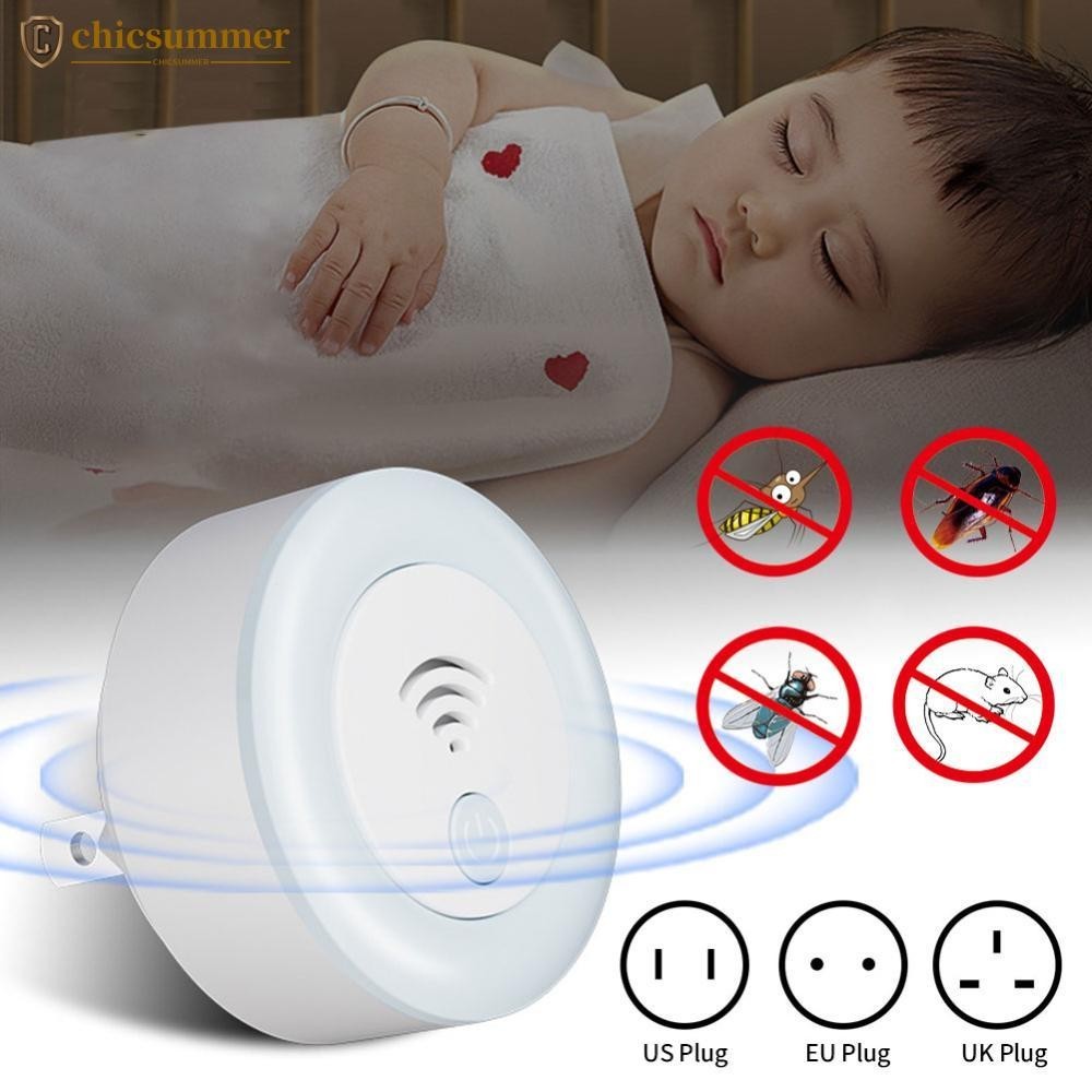 Chicsummer EU/UK/US Plug 超聲波智能變頻驅蟲屋室內小夜燈嬰兒驅蚊器 F2H6