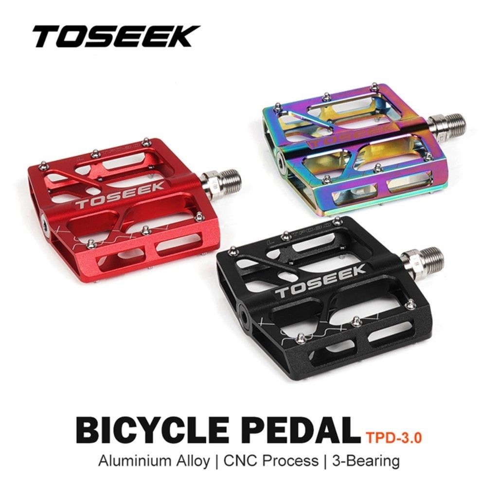 TOSEEK自行車脚踏板3.0鋁合金山地車通用軸承脚蹬子公路單車配件
