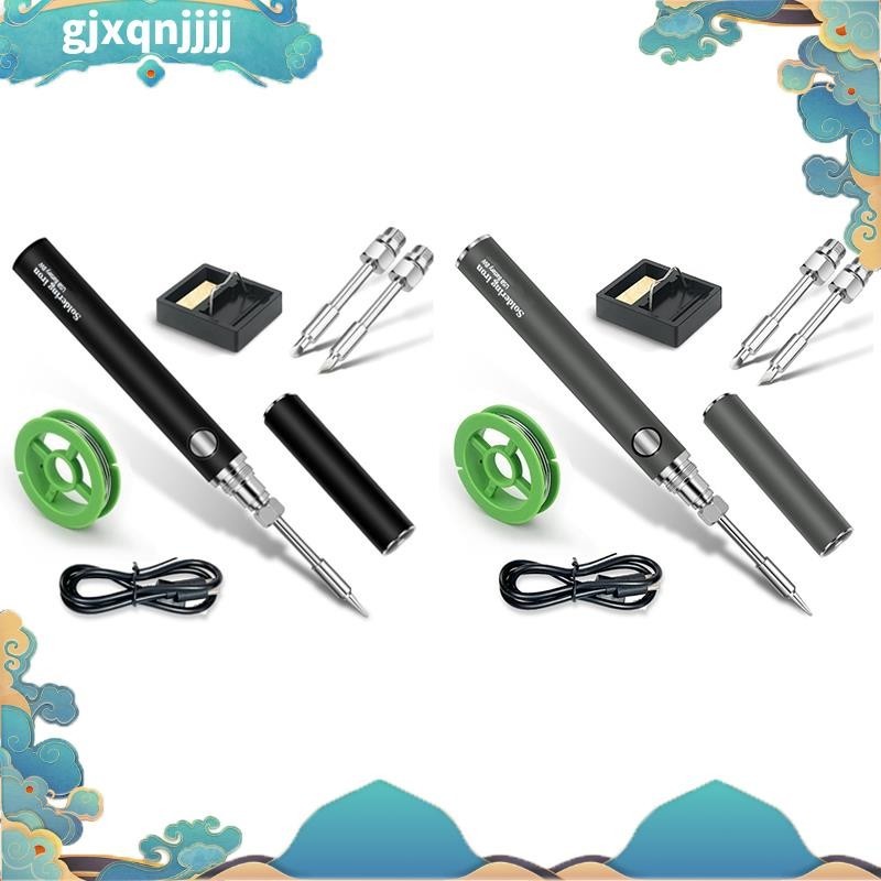 無繩烙鐵工具套件,便攜式可調溫電子焊接工具筆,帶 3 個尖端 gjxqnjjjj