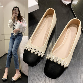 【LP shop】瑪麗珍女鞋 樂福鞋女 瑪麗珍鞋 樂福鞋 單鞋 低跟春季新款方頭拚色一腳蹬防滑單鞋淺口配裙子僊女工作鞋