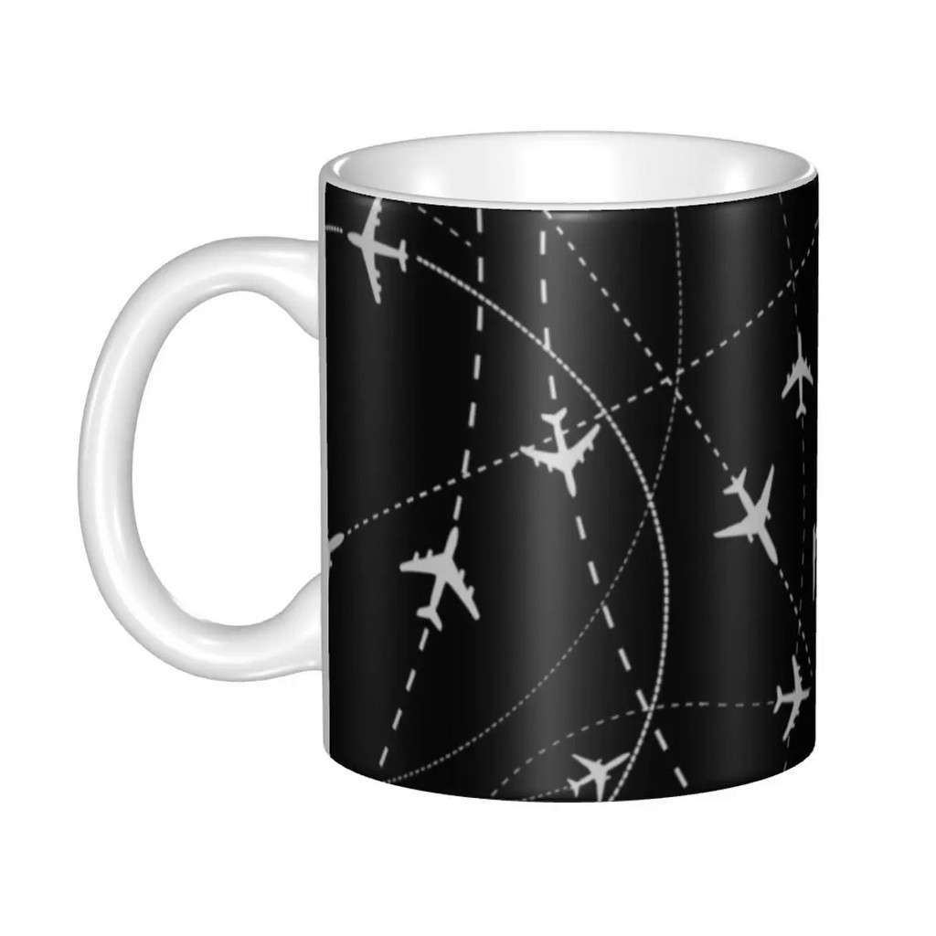 【時尚】飛行員飛機夜間飛行路由咖啡杯DIY定制空氣交通控制器陶瓷杯創意