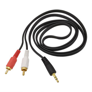 1.5m 3.5mm 插頭到 2 RCA 公連接器音樂立體聲適配器電纜音頻 AUX 延長線用於電話電視聲音揚聲器