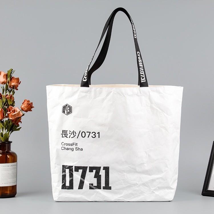 【客製】杜邦紙袋客製印logo圖案托特包客製牛皮紙復古撕不爛防水洗手提包
