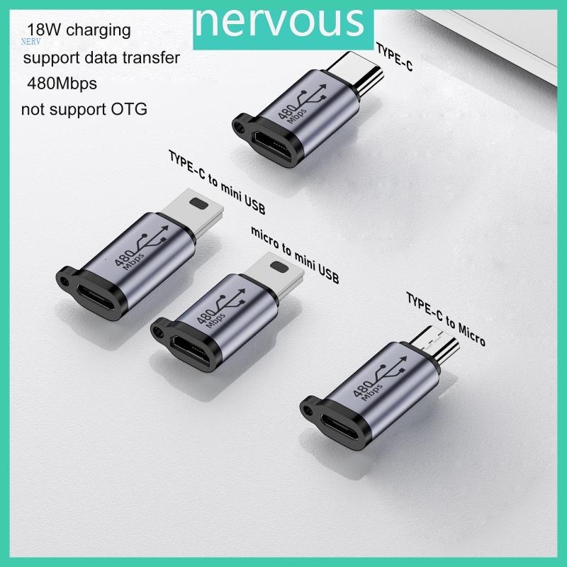 Nerv Type-C 母頭轉 Mini USB 2 0 Micro 公頭轉換連接器充電數據同步