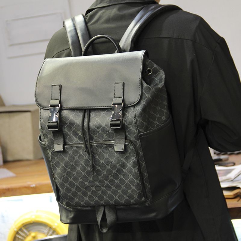 【Porter】韓版背包男後背包格子大容量休閒商務電腦包潮流旅行背包書包