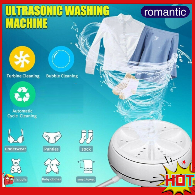 Rom 便攜式迷你洗衣機高頻超聲波渦輪旋轉洗衣機襯衫毛巾首飾