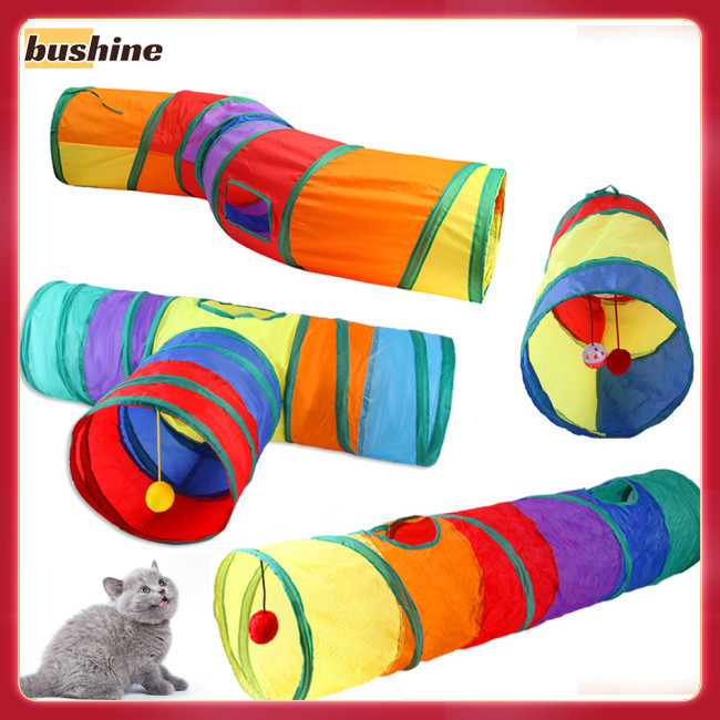 Bushine 寵物貓彩虹隧道管跑道彩色可折疊鑽桶隧道玩具遊戲帳篷寵物用品