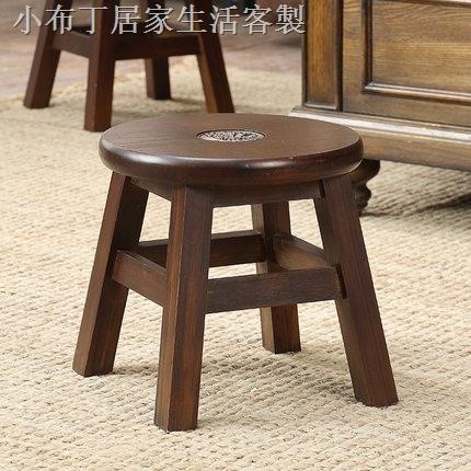 ♨▤實木圓凳家用美式復古板凳餐凳簡約餐桌凳兒童小凳子椅子換鞋矮凳