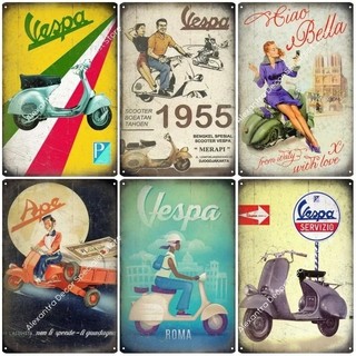 Vespa 摩托車復古酒吧酒吧金屬繪畫破舊別緻家居裝飾牌匾錫標誌牆海報復古裝飾藝術