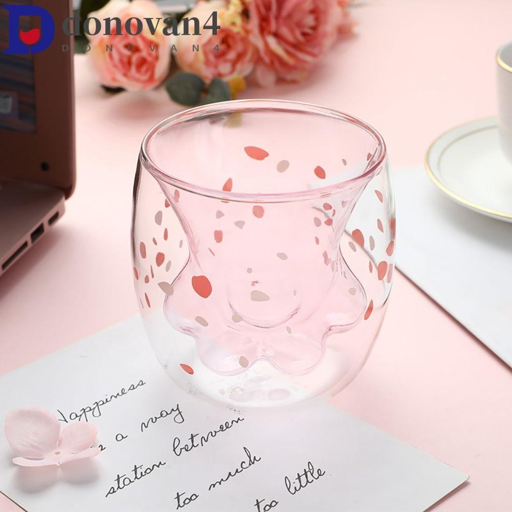 DONOVAN玻璃杯時尚易於清潔質量用於茶、牛奶、咖啡玻璃器皿雙層耐熱貓爪杯
