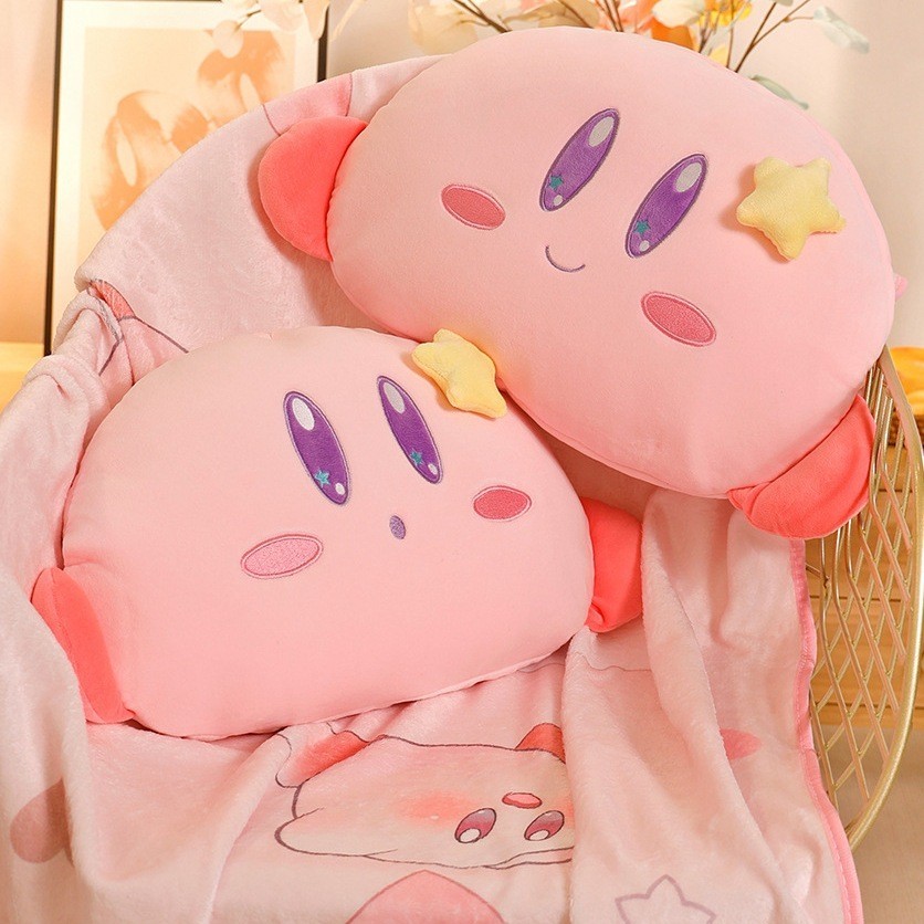 兩用卡通毯子枕頭車用被子粉色抱枕午休午睡星之卡比二合一辦公室 0AQ9