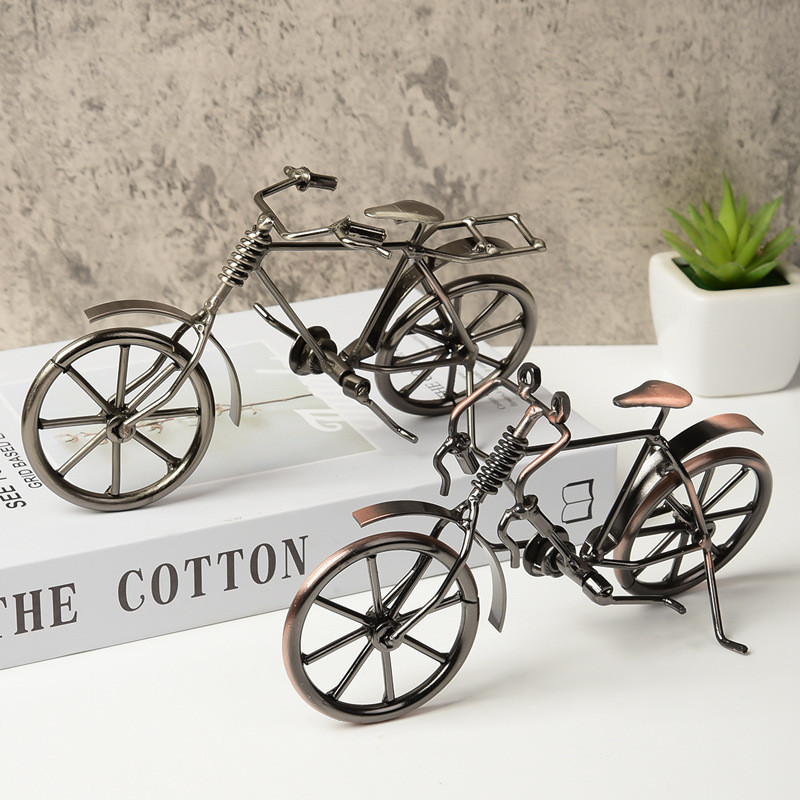 金屬鐵藝老式腳踏車模型櫥窗家居家飾展示伴手禮復古腳踏車模手辦