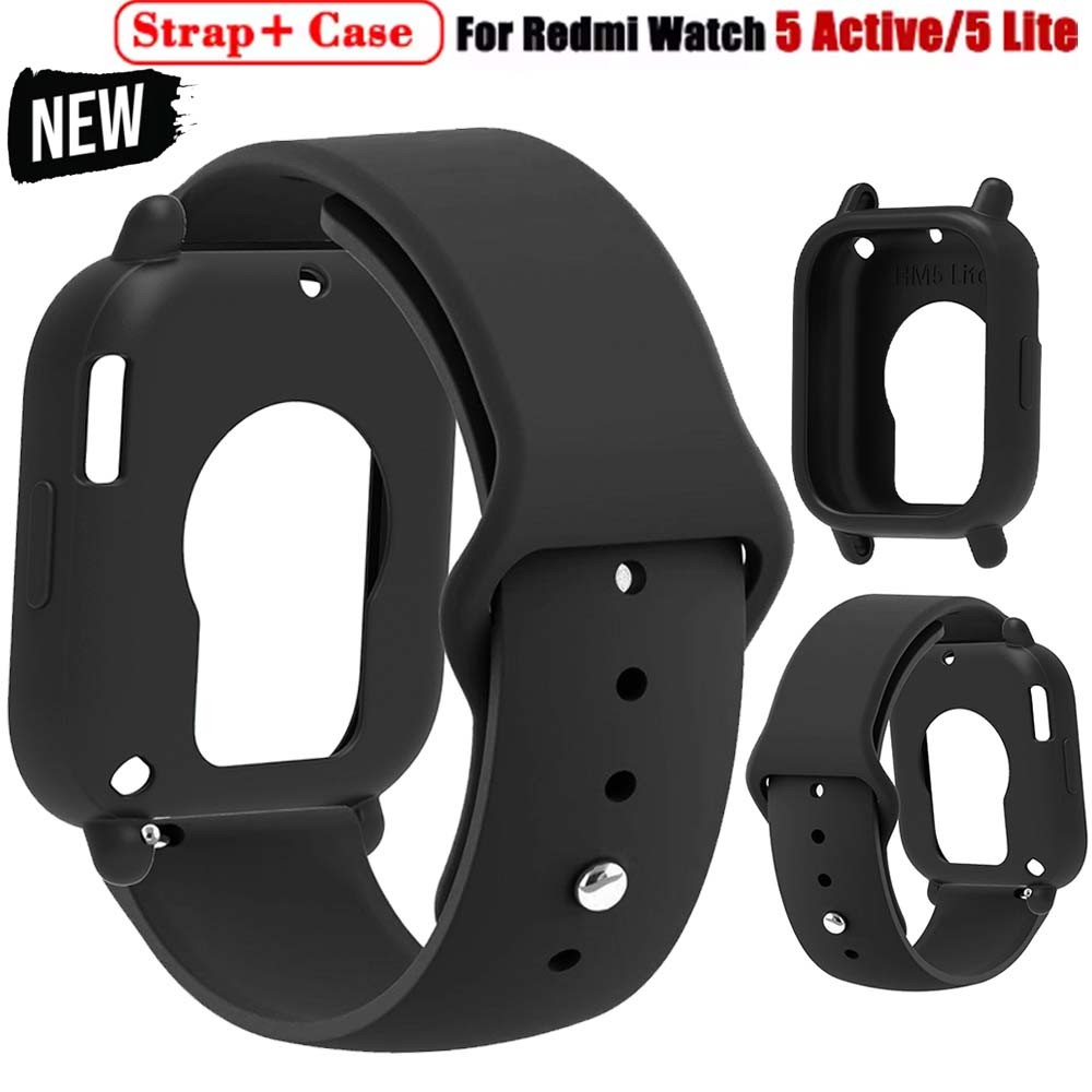 全新矽膠套 + 錶帶兼容 Redmi Watch 5 Active Strap Cover Correa 配件適用於 R