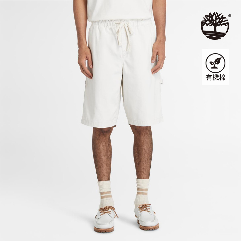 Timberland 男款白色水洗厚磅工裝短褲|A5TM7CR3