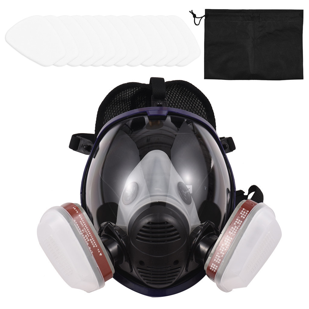 氣體化學噴漆防甲醛活性炭矽膠全臉過濾器透氣安全全面罩透明防護面罩