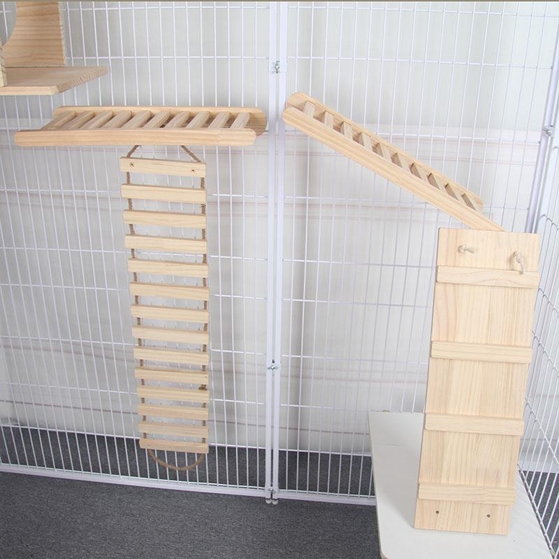 貓咪梯子樓梯實木寵物龍貓籠松鼠攀爬跳臺軟梯索道麻繩DIY貓籠牆