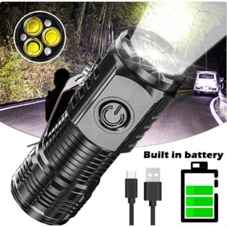 超亮手電筒 - 迷你 3LED 手電筒,帶夾筆、磁尾、USB 充電 - 便攜式照明 - 戶外應急燈