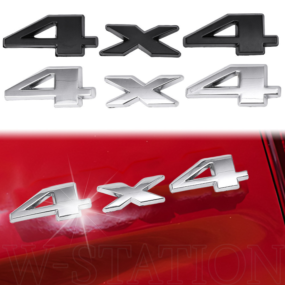3d 4X4 汽車標誌徽章徽章 - 四輪驅動汽車裝飾品 - 自粘黑銀汽車後貼紙 - 汽車外飾運動造型配件