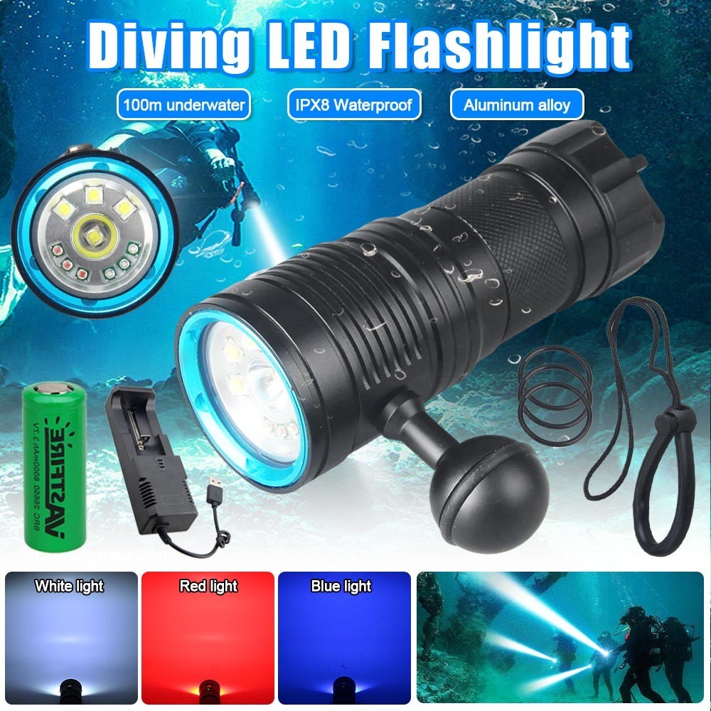 專業水下 LED 攝影燈高亮燈 10000 流明潛水手電筒 100M 防水攝像機手電筒