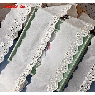 【手工輔料DIY】米白色棉布刺繡蕾絲花邊衣服裙邊下襬服裝輔料袖子床品花邊裝飾