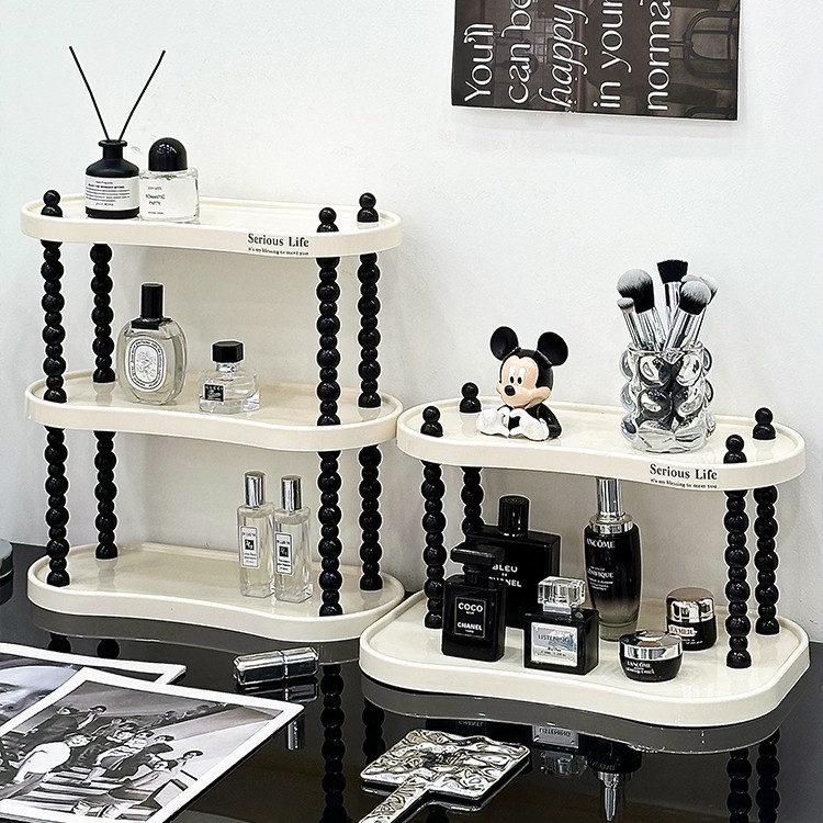 雙層化妝品置物架 大容量桌上塑膠收納架 香水整理架展示架 浴室收納架 拍照道具裝飾架子