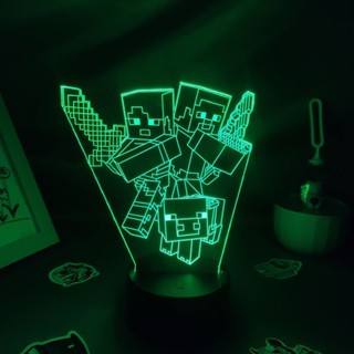 Minecraft我的世界遊戲周邊人物檯燈創意生日禮物房間裝飾小夜燈 USB觸摸控制LED燈