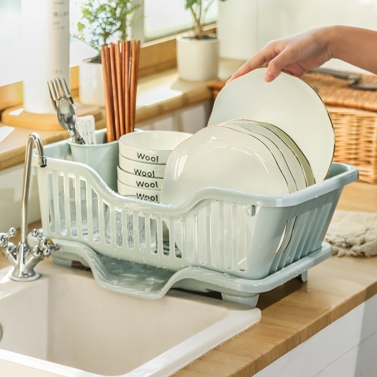 現貨 廚房檯面碗架  碗碟架瀝水籃置物架  塑膠家用放碗筷收納盒碗盤瀝直銷