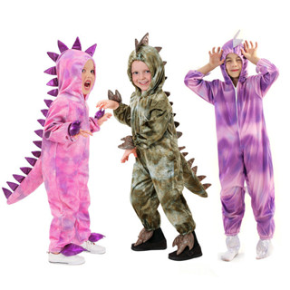 現貨兒童恐龍表演服粉色可愛侏羅紀霸王龍小學生動物表演服裝