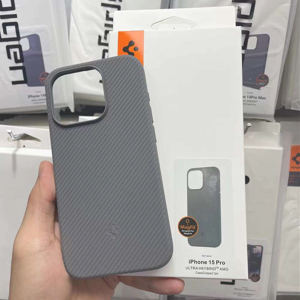 Spigen Magsafe紋理矽膠手機殼後蓋適用蘋果13 14 15Pro MAX