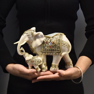 【居家辦公室擺件】北歐仿玉象吉祥創意擺件家居工藝品辦公室客廳擺件大象樹脂裝飾品