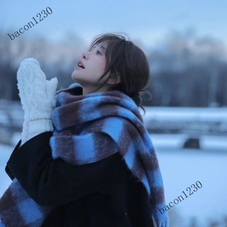 💥臺灣出貨#韓係氛圍感圍巾女鼕款網紅韓國ins百搭格子加厚保暖情侶學生圍脖