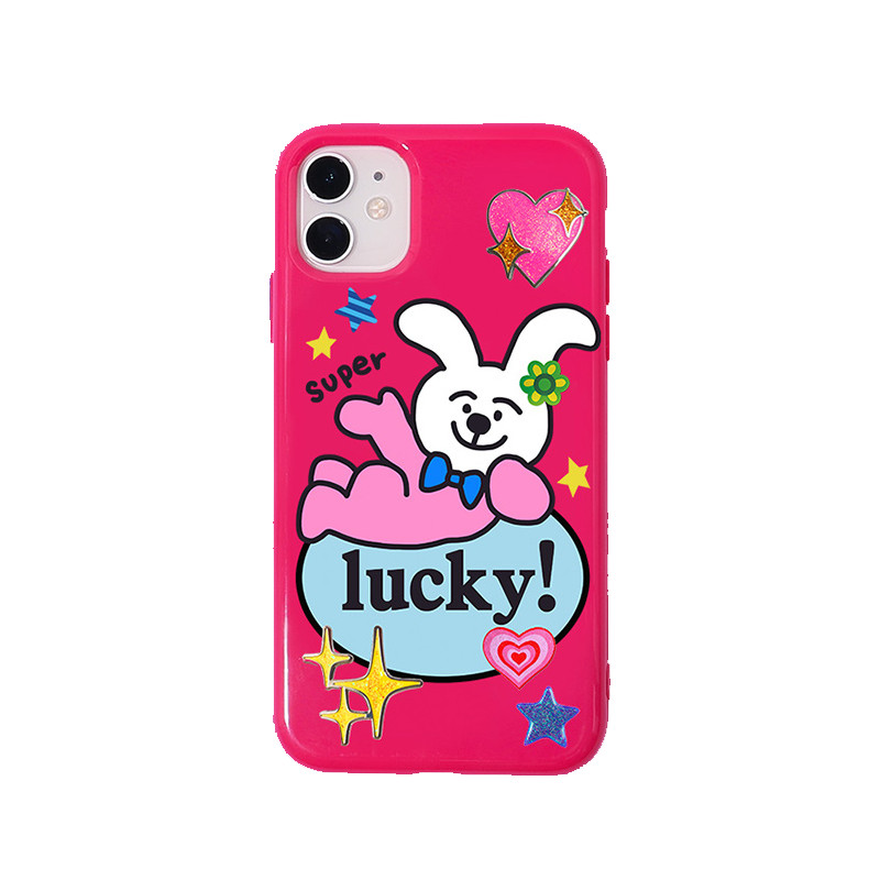 2023兔年幸運兔適用蘋果15promax14iPhone13 ProMax手機殼12XS11果凍粉色