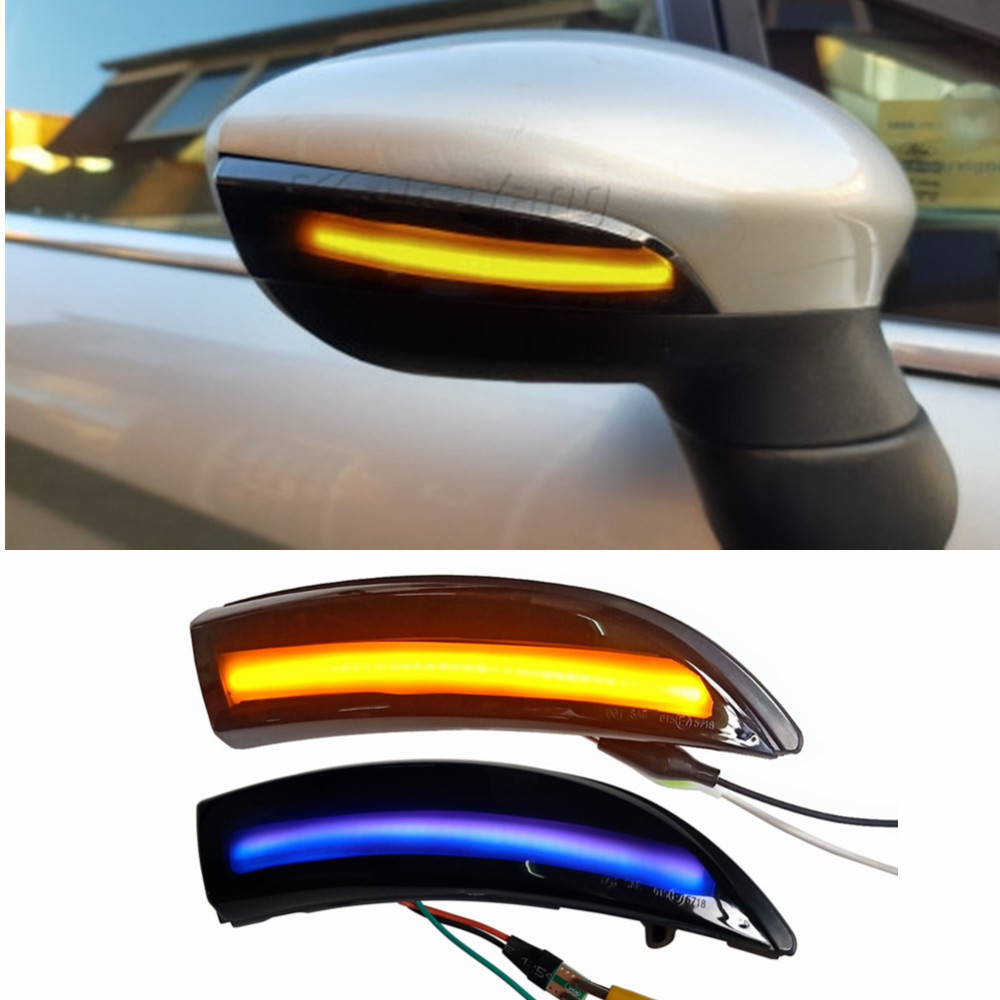 2x LED 轉向信號動態閃光燈適用於福特 Fiesta MK6 VI/UK MK7 Focus B-Max 2012-