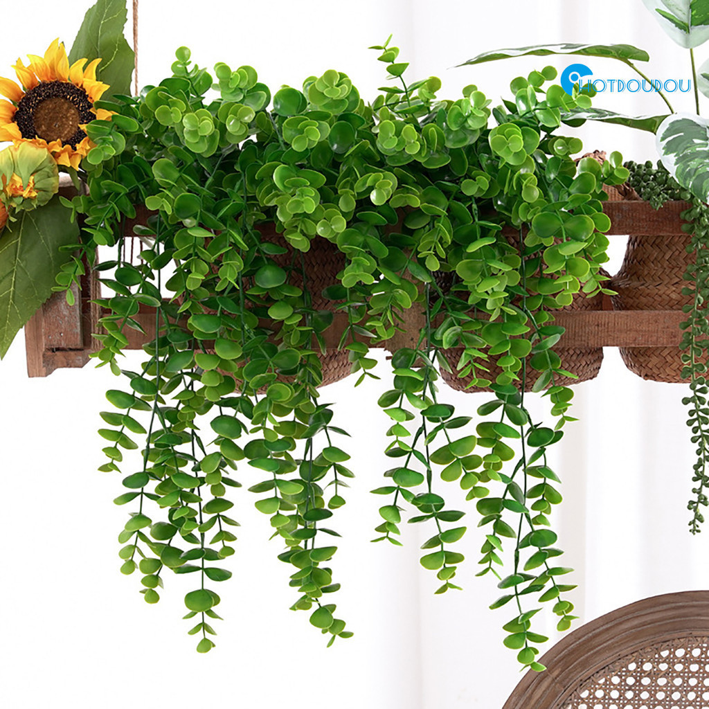 仿真植物25葉尤加利壁掛 假植物蔓藤纏繞花藤 垂吊綠植牆裝飾掛藤