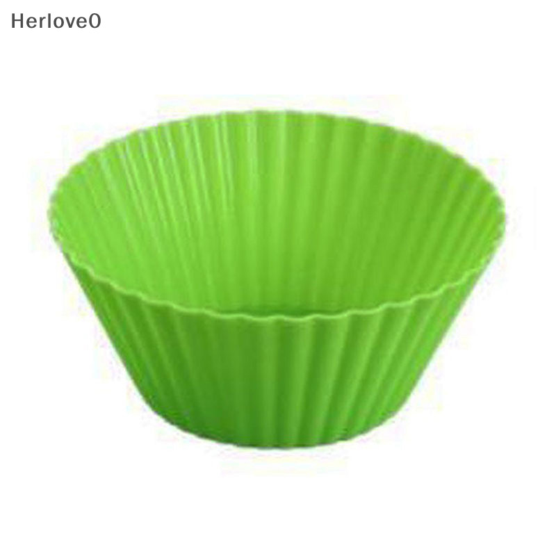 Herlove 8 件/批矽膠蛋糕杯圓形鬆餅紙杯蛋糕烘焙模具家用廚房烹飪用品耐用蛋糕裝飾工具 TW