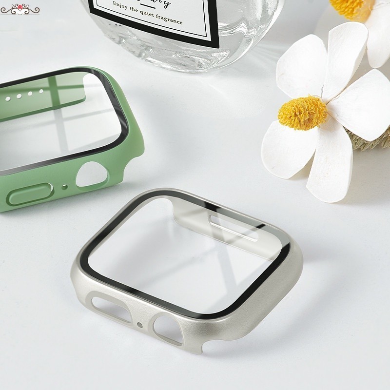殼膜一體全包蘋果手錶殼 適用 apple watch 蘋果手錶 1-9代通用 SE1/2代 高清鋼化膜錶殼 手錶保護套