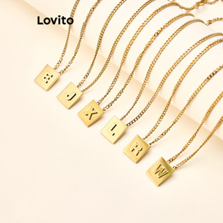 Lovito 休閒字母印花Lisa同款不掉色閨蜜情侶奢華感項鍊女 LCS03044