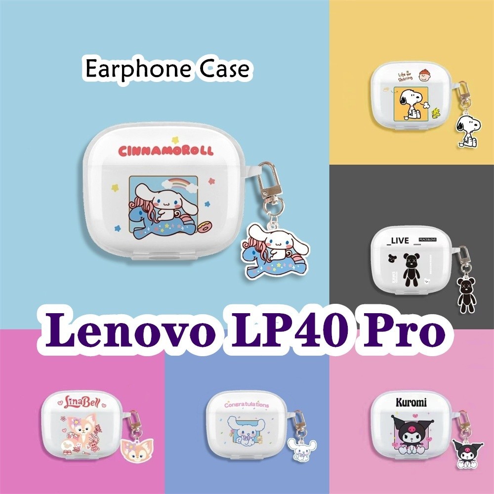 LENOVO 適用於聯想 LP40 Pro 保護套透明可愛卡通皮卡丘軟矽膠耳機套保護套