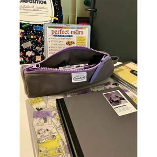 鉛筆袋 筆盒 文具袋 ins明治風創意素色簡約紫筆袋初高中大學生大容量鉛筆文具收納盒