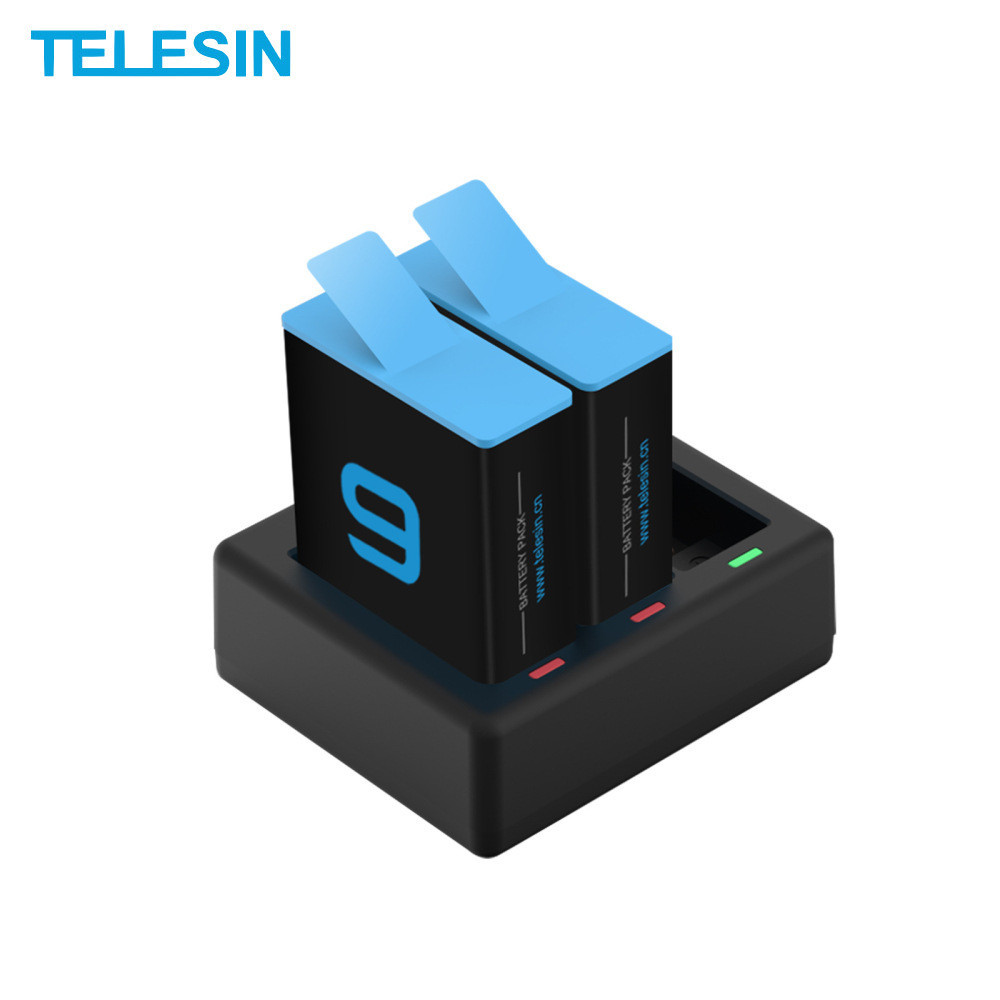 TELESIN用於Gopro hero9/10電池充電套裝 充電器充電盒全解碼電池