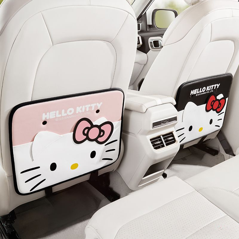 Hello Kitty 汽車後排座椅防踢墊 兒童卡通椅背保護墊 車用置物防磨墊