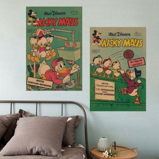 唐老鴨海報迪士尼米奇老鼠臥室自粘牆貼復古卡通宿舍牆紙可訂製