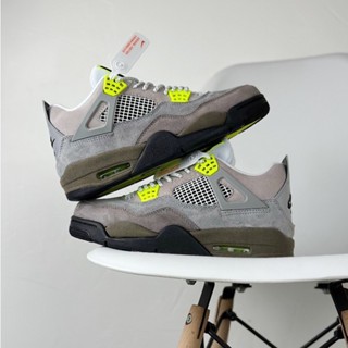 Nk Air Jordan 4 “Neon” 低幫籃球鞋休閒運動鞋男士女士灰綠色