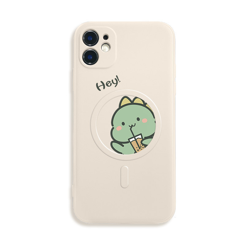 小恐龍MagSafe磁吸手機殼iPhone12promax可愛蘋果11情侶無線充電13mini新款鏡頭全包13pro適用