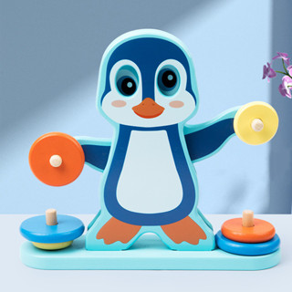 工廠直銷批發益智早教木製玩具提升寶寶平衡感知能力企鵝平衡遊戲